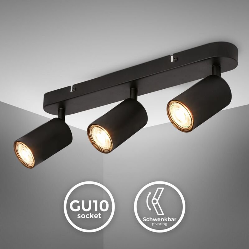 Thumbnail - B.k.licht - Deckenstrahler - schwenkbar, GU10 Fassung, 3-flammig, schwarz