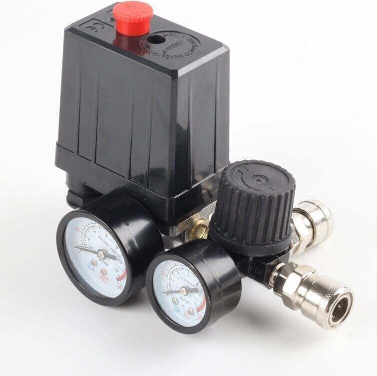 Druckschalterventilregler für 220-V-Luftkompressoren, 0–180 psi Manometer mit Schnellanschlussschlauch