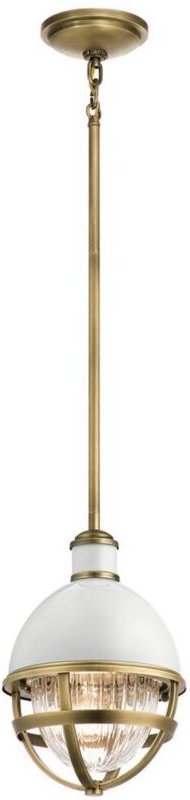 Kichler Tollis Globe Pendel-Deckenleuchte Naturmessing & Weiß - Elstead