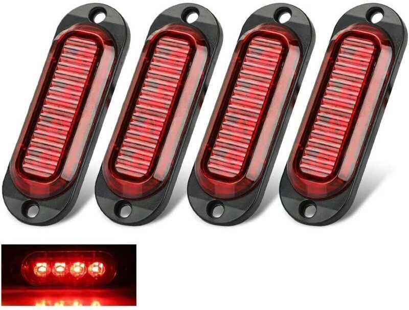 4-teilige LED-Seitenmarkierungsleuchten, DC 12 V/24 V, 4 LED-Leuchten vorne und hinten, rote LED-Seitenmarkierungsleucht...