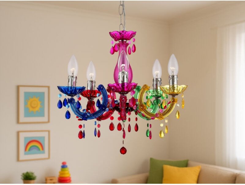 Kronleuchter Hänge Leuchte Decken Pendel Lampe Ess Zimmer Beleuchtung Luster bunt Globo 63118-5