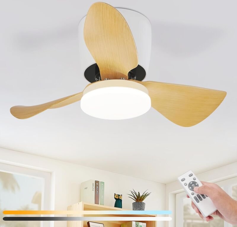 Deckenventilator Mit Beleuchtung und Fernbedienung - 23W led Dimmbar Deckenleuchte mit Ventilator Leise 70CM Ventilator ...