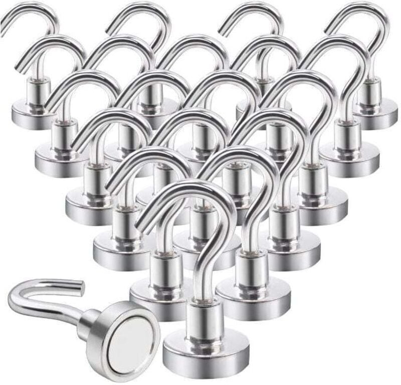 20er-Pack Magnethaken, starke Neodym-Magnete, für Kühlschrank, Küche, Büro, Schule, Kreuzfahrtschiff, robust