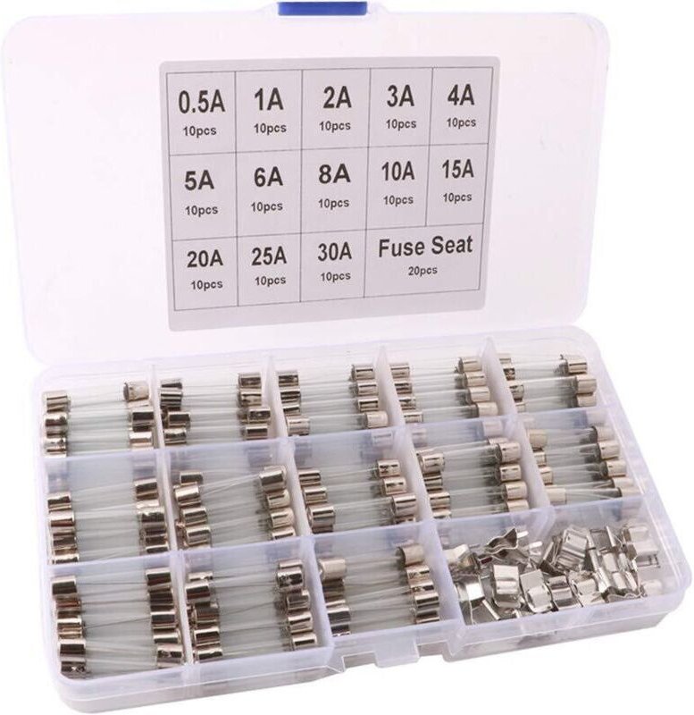 150 Stück 6x30 mm Profi-Schnellschmelz-Glasrohrsicherungen für Autos - 130 Stück Schnellschmelz-Glasrohrsicherungen + 20...