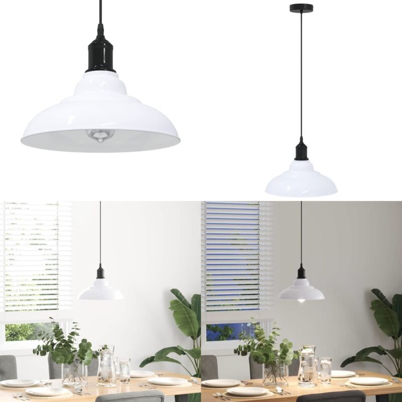 Pendelleuchte Höhenverstellbar E27 Weiß Glänzend ø 31 cm Metall - Vidaxl