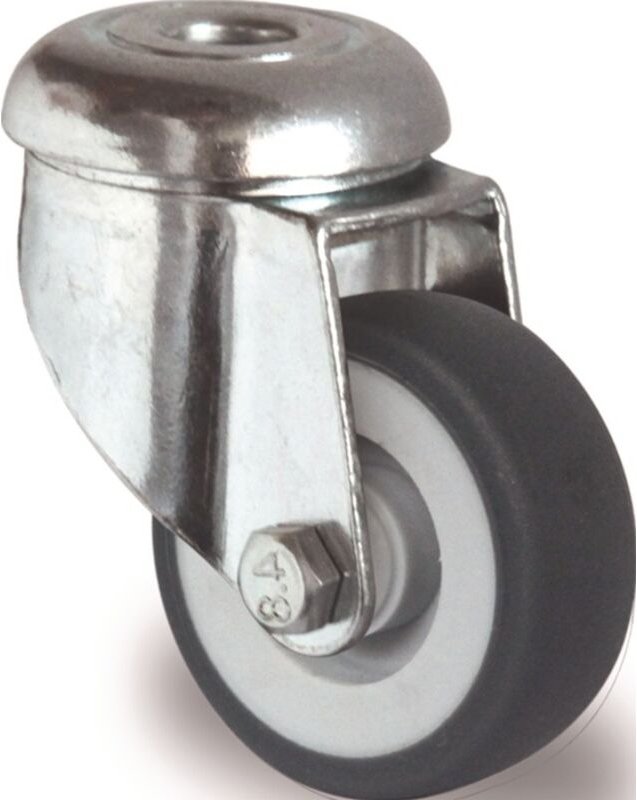 Lenkrolle Rad-Ø 50 mm Tragfähigkeit 50 kg mit Rückenloch Gleitlager Gummi grau