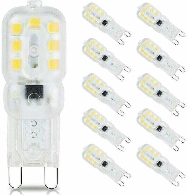 Thumbnail - 10 x G9 3 W LED-Lampen, entspricht 33 W Halogenlampen, 6000 K Tageslichtweiß, flimmerfrei, nicht dimmbar, G9 Energiespar...