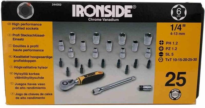 Steckschlüssel + Bitsatz 6,35mm (1/4") 25tlg Schraubenschlüssel Werkzeuge TOP