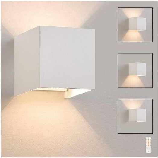 Wandlampe led Wandleuchte Innen/Aussen: Aussenlampe Warmweiß IP65 Außenwandleuchten G9 Weiß Lampe Up Down Treppenbeleuch...