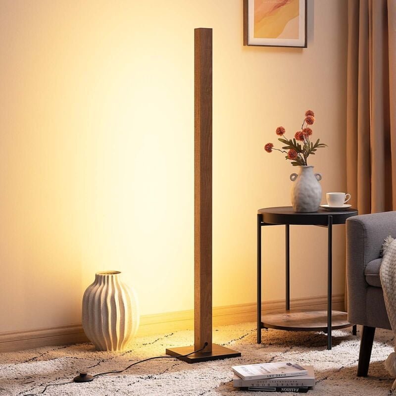 Edishine - LED-Stehlampe aus Holz, dimmbare Standleuchte mit Fußschalter, 3000K