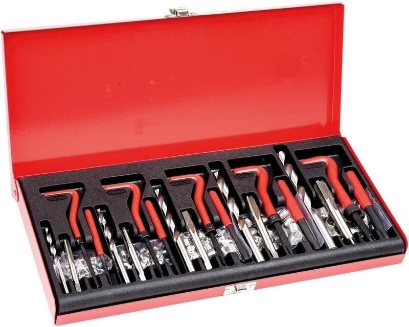 Reparaturset für Spiralkabel, 166-teiliges metrisches HSS-Bohrer-Reparaturset, M5 M6 M8 M10 M12 Spiralkabel-Hebewerkzeug...