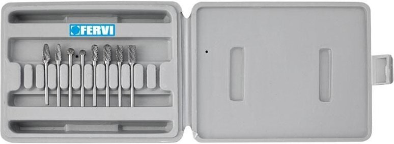 Fervi - Satz mit 8 HM-Rotationsfeilen mit gekreuztem Schaft 3 f008/3