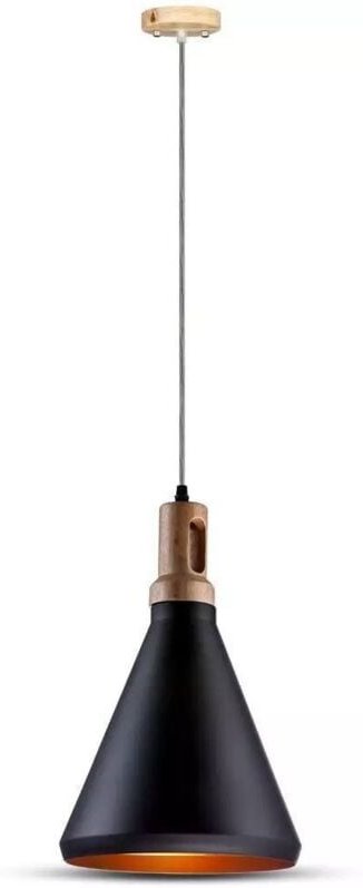 V-tac - Skandinavische Innenpendellampe Schwarzes Holz und Metall E27