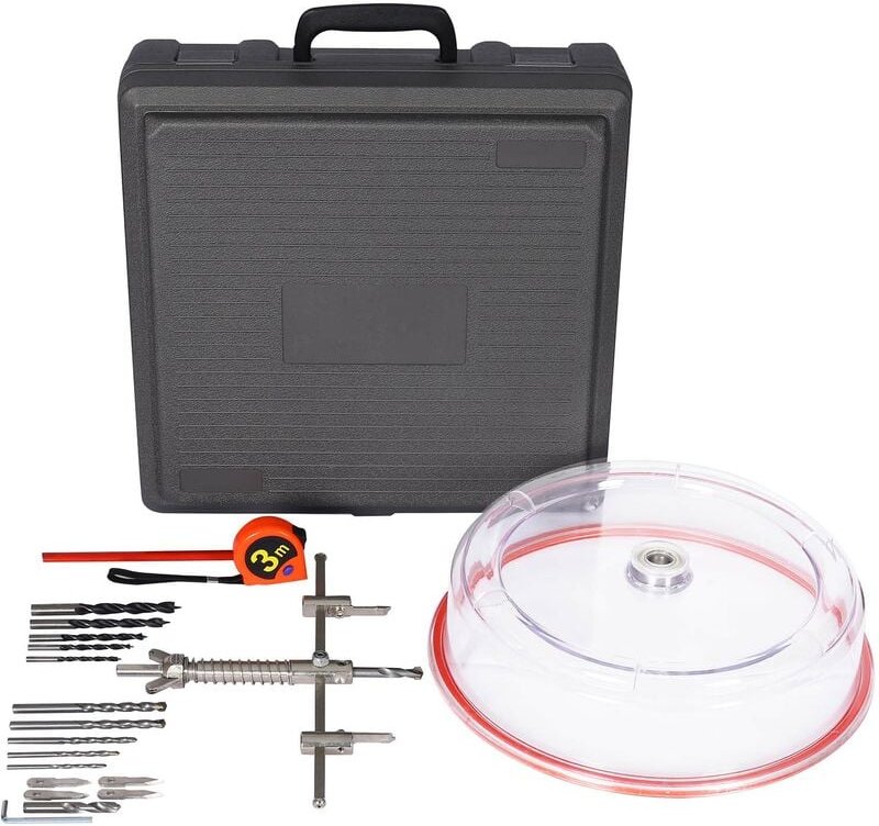 Wiltec Kreisschneider Ø40-200mm, Lochschneider mit ABS-Staubschutz, verstellbarer Lochsägenschneider mit Bohrern