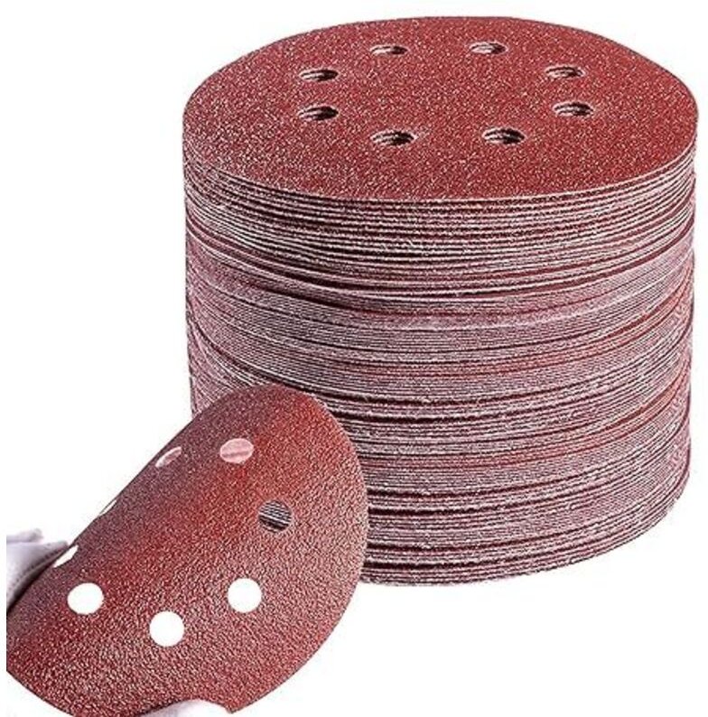 125mm Schleifscheiben-Set │ 100 Blatt 8-Loch Rundschleifpapier │ 20x Körnung P40/P60/P80/P120/P240 │ Schleifscheiben-Set...