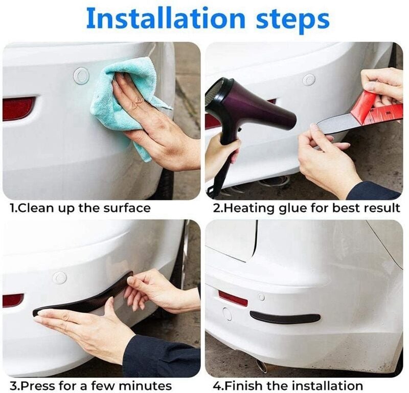 Tlily - Gummistreifen für den Stoßstangenschutz, Seitenschutzabdeckung aus Kohlefaser für vorne und hinten, für suv, mpv...