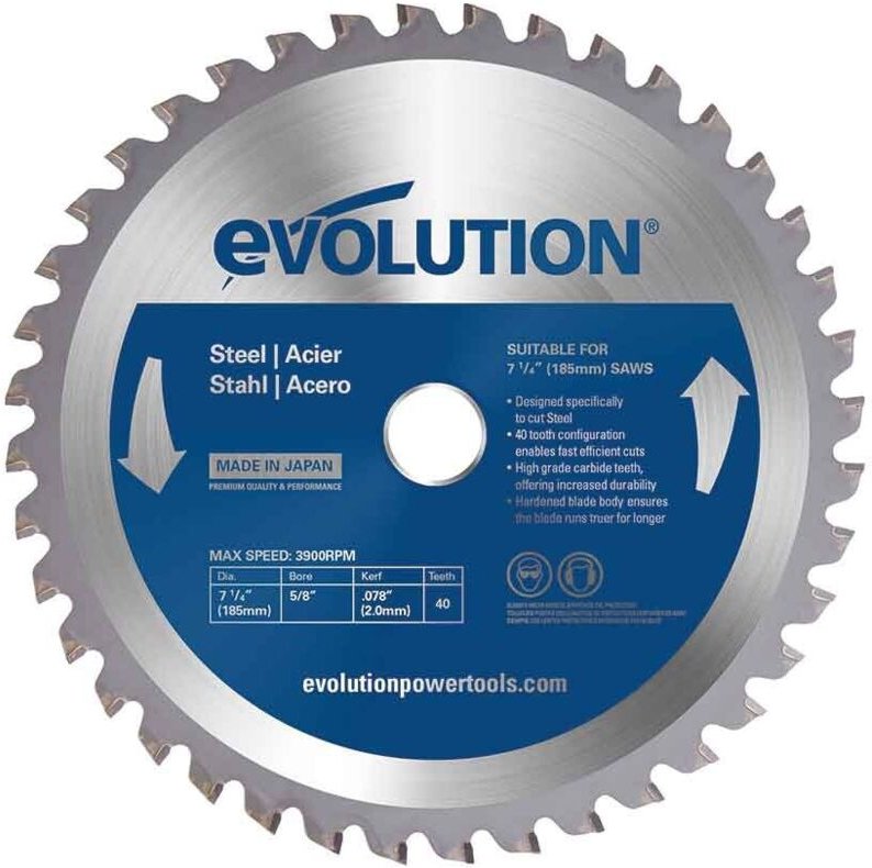 Evolution 185 mm / 40z TCT Widia-Stahl-Sägeblatt für Kettensägen