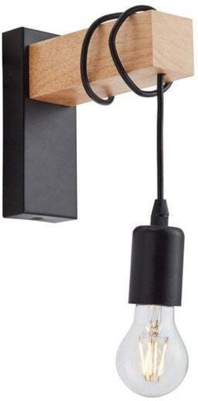 Thumbnail - Eglo - Wandleuchte Townshend schwarz natur 21,5 x 6,5 x 19 cm E27 Wandleuchten