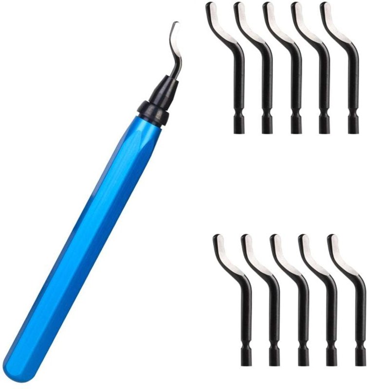 Entgratungswerkzeug, Gratentferner mit 10 Ersatzklingen aus BS1010-Stahl, um 360° drehbare Entgratungsklingen, praktisch...