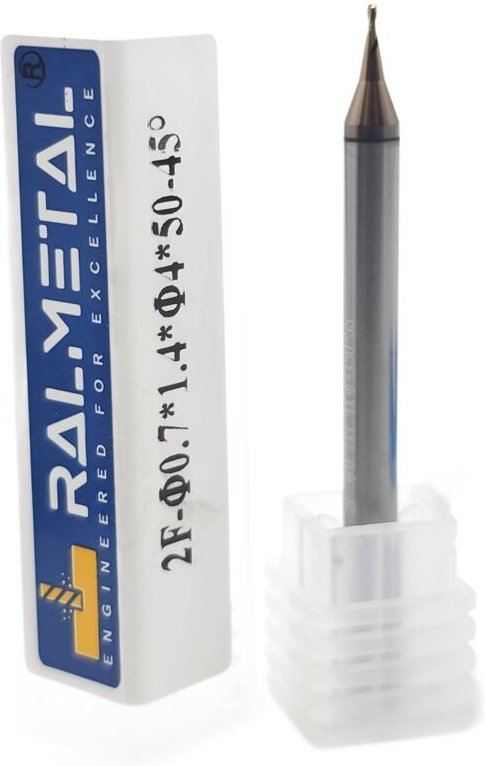 Mikro-VHM-Hartmetall-Schaftfräser 0,7 x 1,4 x 4D x 50 mm TiSiN 55 HRC