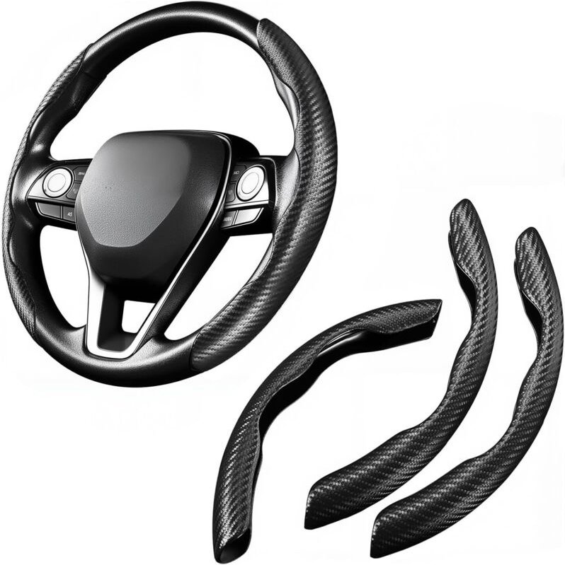 Segmentierter Lenkradbezug aus Carbonfaser-Leder, 3-teilig, Autolenkradbezug, modisch, rutschfest, komfortabel, universe...