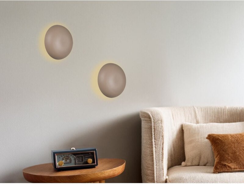 2er set Akku Wandlampen aus Metall Beige per usb aufladbar, ø 15,5cm