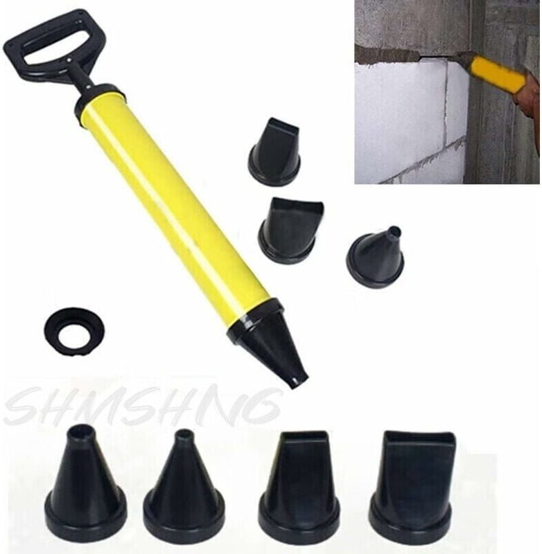 Shmshng - Fugenpistole Mörtel Mörtelpresse Mörtelspritze Mörtelpumpe + 4 Düsen Zubehör
