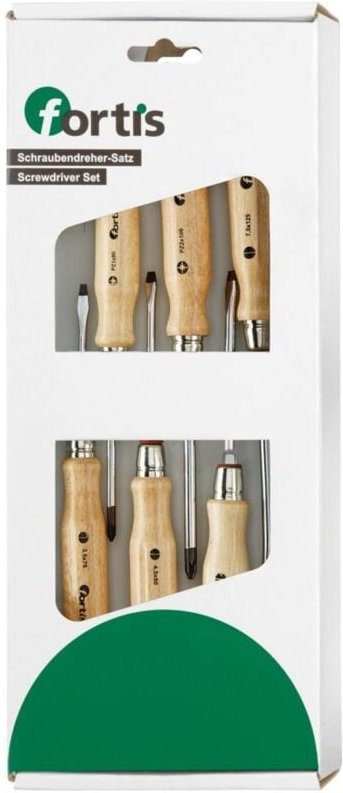 Schraubendreher-Satz mit Holzheft 6-tlg. für Schlitz/PZ - Fortis