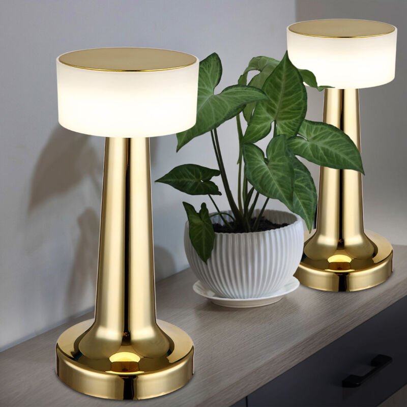 Thumbnail - Tischleuchte Tischlampe Schlafzimmerlampe dimmbar Leseleuchte Wohnzimmerlampe, Kunststoff messingfarben, Akku usb cct, 1...
