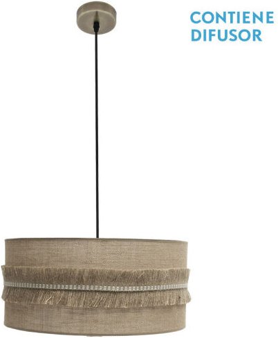 Fabrilamp - abrila akunadecor Rustikale Pendelleuchte De mit beigem Lampenschirm Modell Kala