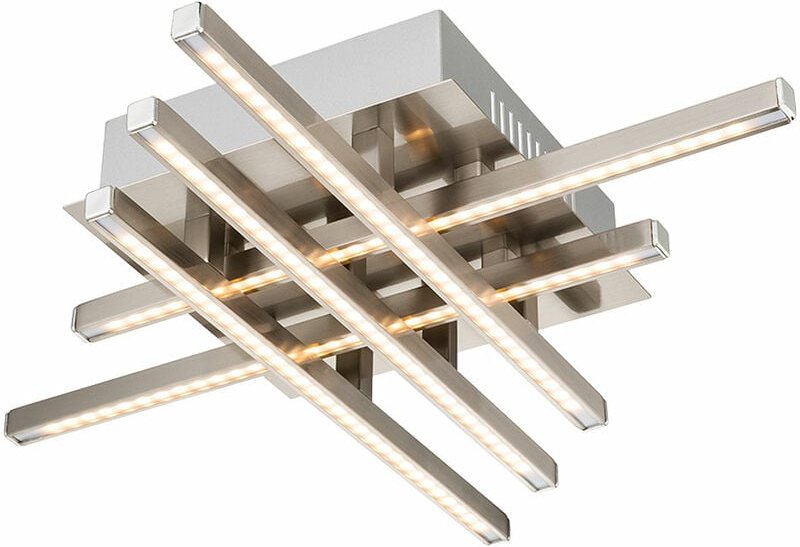 Deckenleuchte dimmbar Wohnzimmerleuchte Modern Deckenlampe silber, led 30W 1900Lm wamrweiß, LxBxH 40x40x8 cm