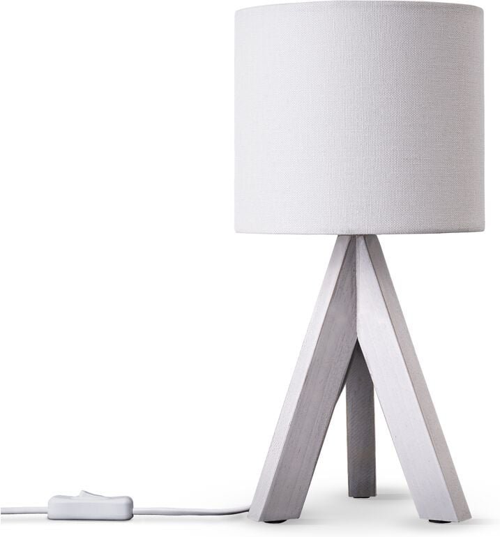 Paco Home - Tischleuchte Dreibein Nachttischlampe Stehlampe E27 Stoff Lampenschirm Uni Tischleuchte - Weiß, Weiß (Ø17 cm...