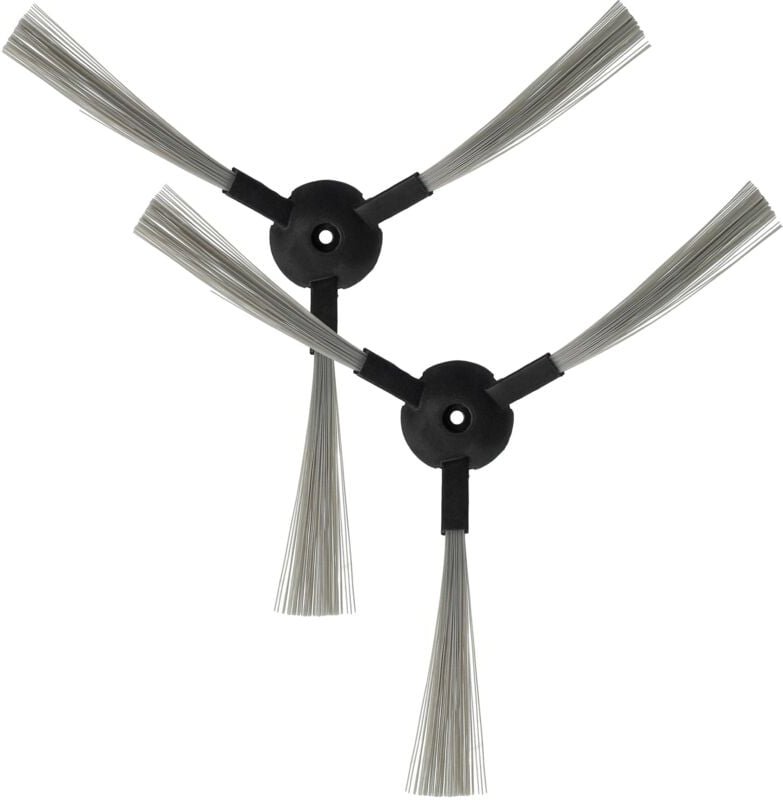 vhbw 2x Seitenbürste kompatibel mit H.Koenig SWR28, SWR22 Saugroboter - Reinigungsbürsten Set, schwarz / grau