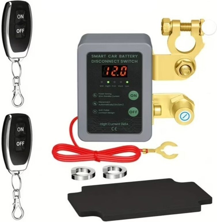 Écran gris,Interrupteur de Découpage de Batterie 12V/24V Universel pour Camion - Télécommande Intelligente, Anti-décharg...