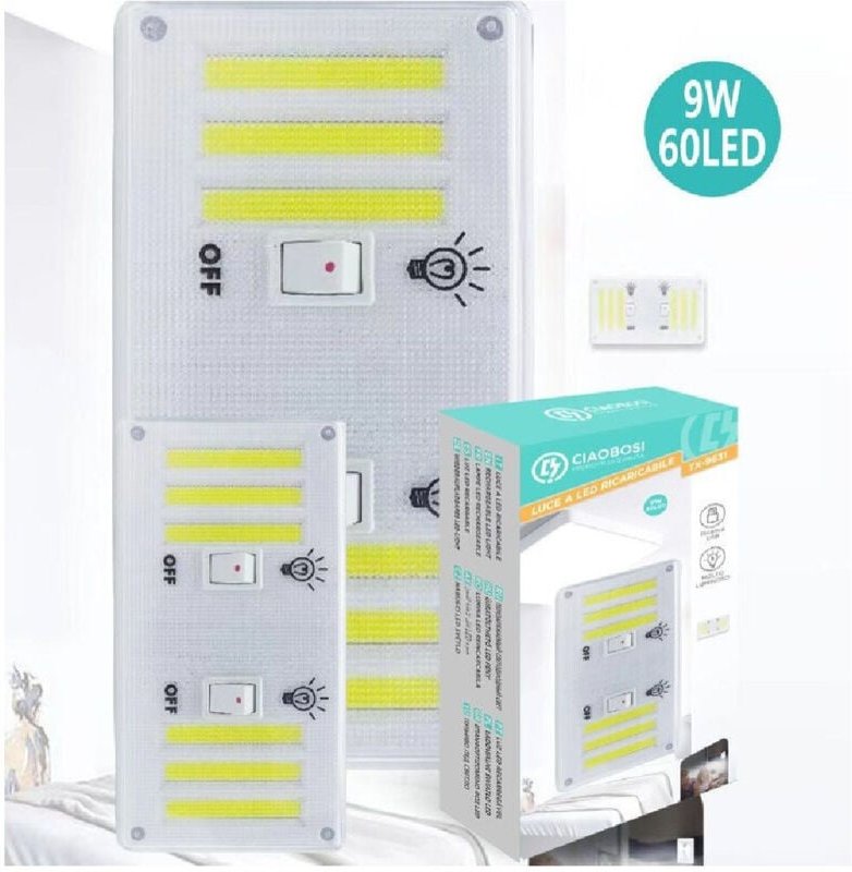 Trade Shop Traesio - Trade Shop - magnetisches cob-licht, wiederaufladbar, notfallschrank, 9 w, 60 led, kabellos, TX-963...