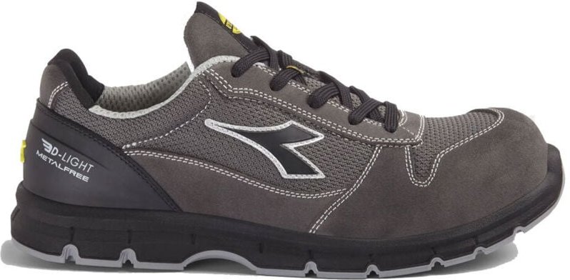 Diadora Run Text Low Met Free S1PL FO SR ESD-Sicherheitsschuhe - 40 EU - Grau
