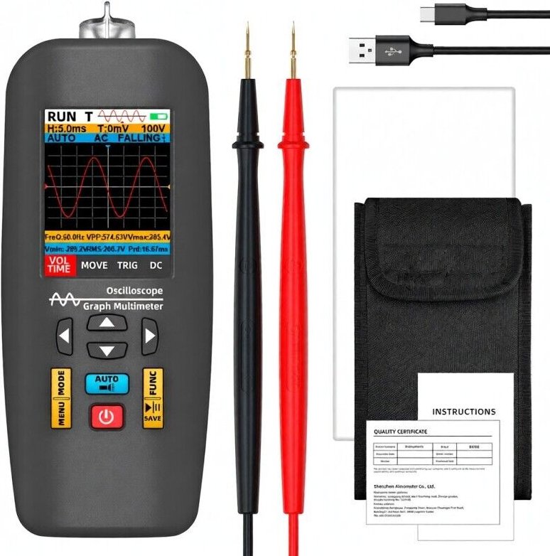 Penna per test elettrici 3 in 1: oscilloscopio e multimetro, schermo TFT da 2,8 pollici, larghezza di banda di 10 MHz, d...