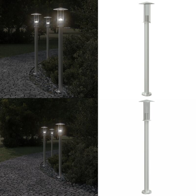 Wegeleuchte Silbern 100 cm Edelstahl - Wegeleuchte - Edelstahl - Außenstehleuchte - Gartenlampe - LED-Lampe - Home & Liv...