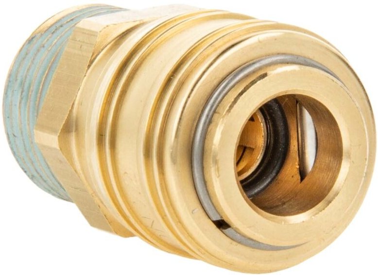 Druckluft Verschlusskupplung NW 7,2 x G 1/2 Zoll Aussengewinde, Teflon vorbeschichtet, Typ 26KA, Messing blank