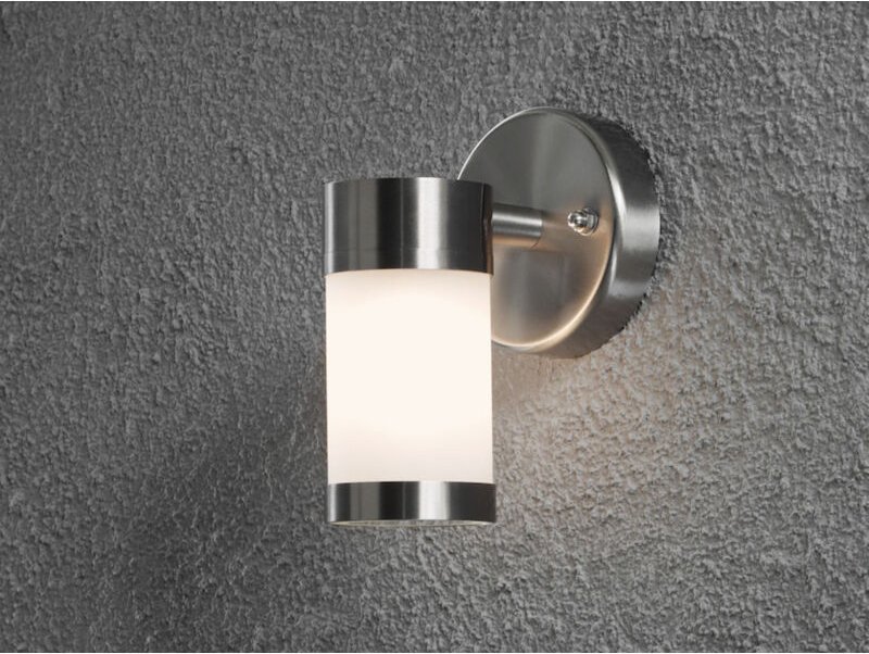 Edelstahl Außenwandleuchte modena mit Opalglas, Höhe 16cm