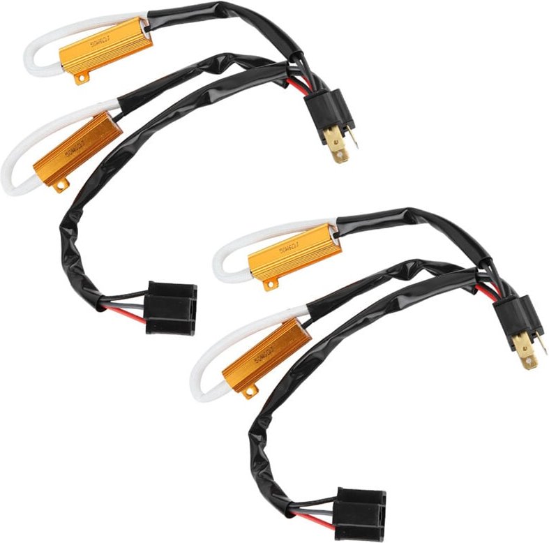 Yctze 2 Stück LED-Decoderwiderstand, fehlerfreier 12V Autoscheinwerfer-Kabelbaum für H4.