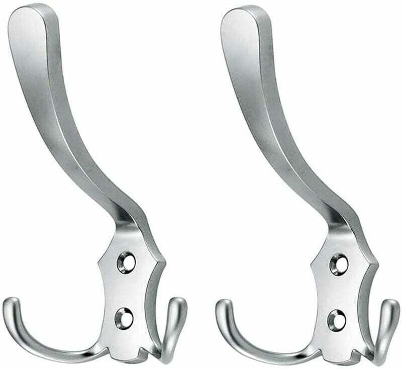 XVX - Stück Hochleistungs-Kleiderhaken mit Doppelzinken, Wandgarderobe mit Schrauben