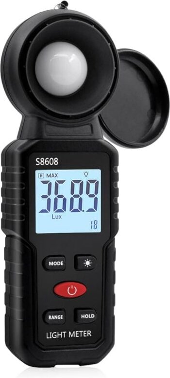 Digitales Luxmeter, Lichtmessung mit 0,1-200.000 Lux, Tragbares digitales Umgebungslichtmessgerät, Bereich bis 200.000 L...