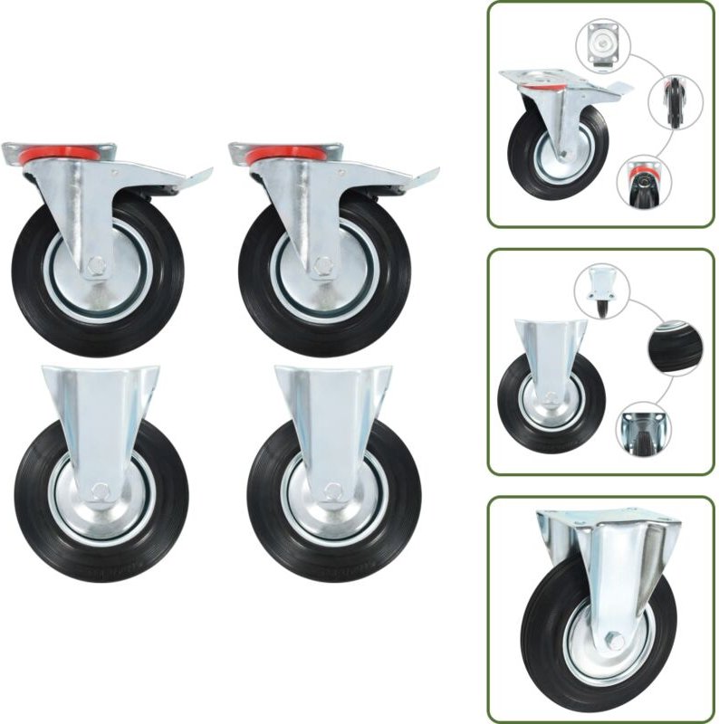 Rollen 4 Stk. 200 mm - Rollenset - Industriereifen - Schwerlastrollen - Lagerwagenrollen - Schubladenrollen