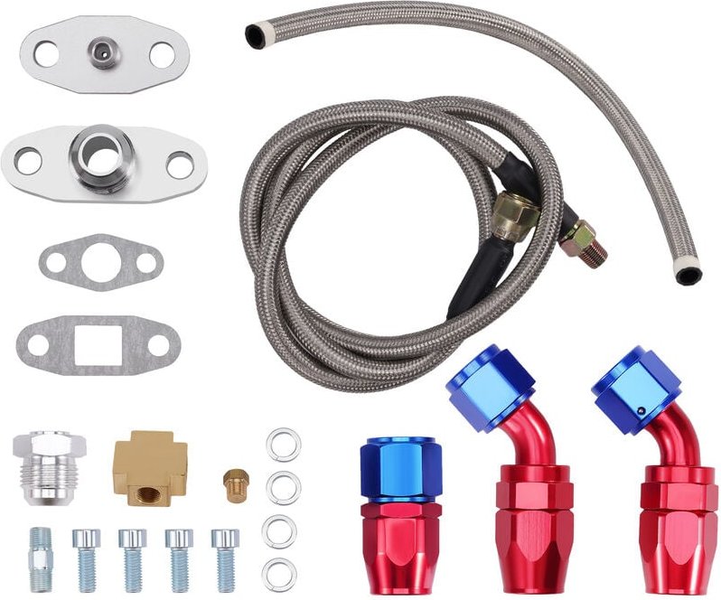 Universal Turbo Oil Feed + Ölrücklaufleitung Hose Kit For T3 T4 T70 T66 T04E DEl Rücklauf Leitung Adapter Set lrücklaufl...
