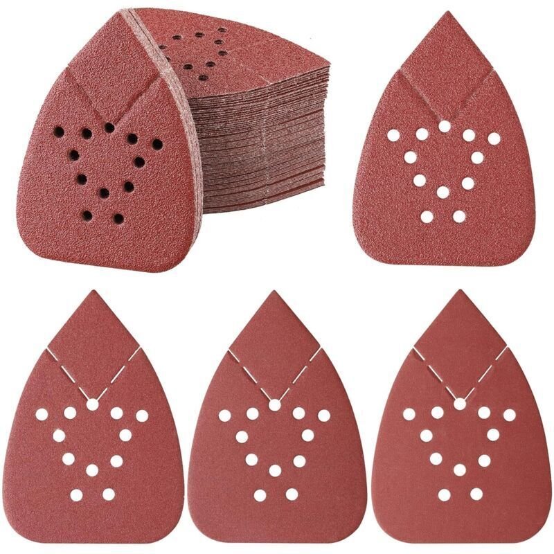 100 Schleifblätter, dreieckiges Schleifpapier 140 x 95 mm, 12 Löcher, Schleifpapier für Schleifmaschinen, Körnung 40/80/...