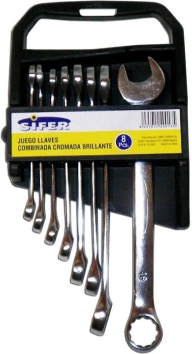 Ringmaulschlüsselsatz 8 Einheiten Chrom 6-19 BJT196 und 1527 - Sifer