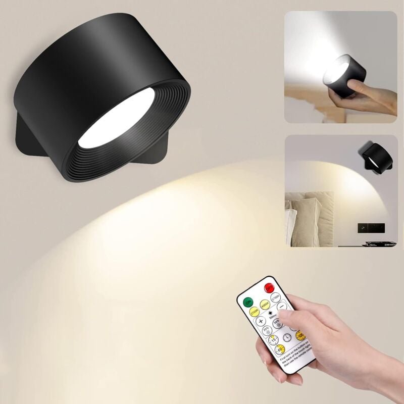 Thumbnail - Wandleuchte für den Innenbereich, per usb wiederaufladbare kabellose Wandlampe, 3 Helligkeitsstufen, 3 Temperaturen, 360...