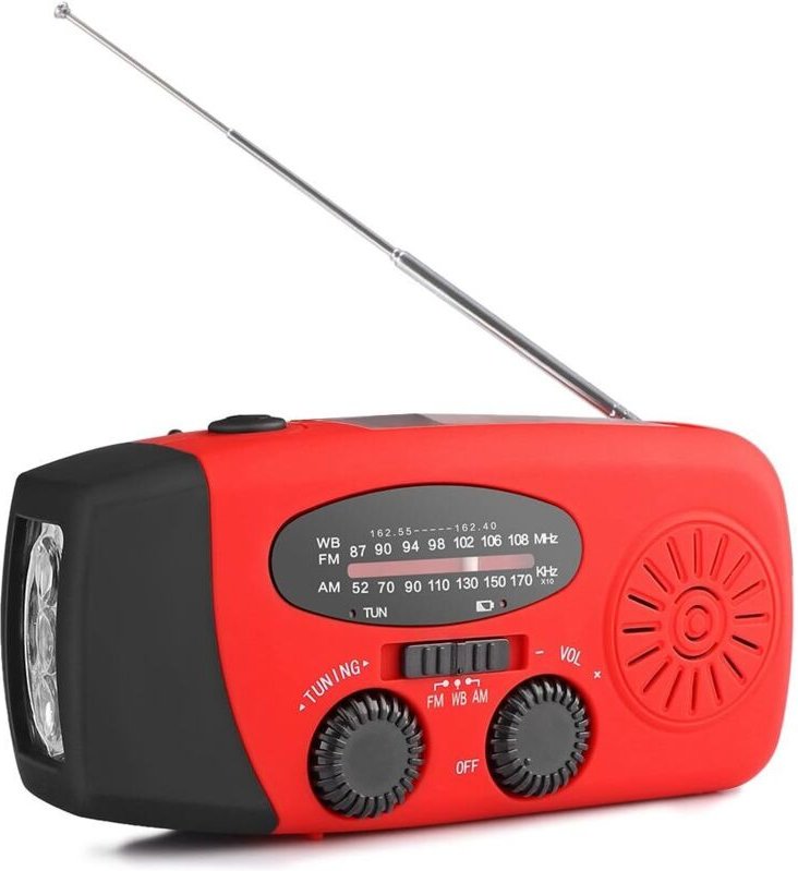 Tragbares Solarradio, Kurbelradio mit AM/FM/NOAA-Empfang, Dynamo-Wetterradio, Notfallgerät mit 3-LED-Taschenlampe und Ha...