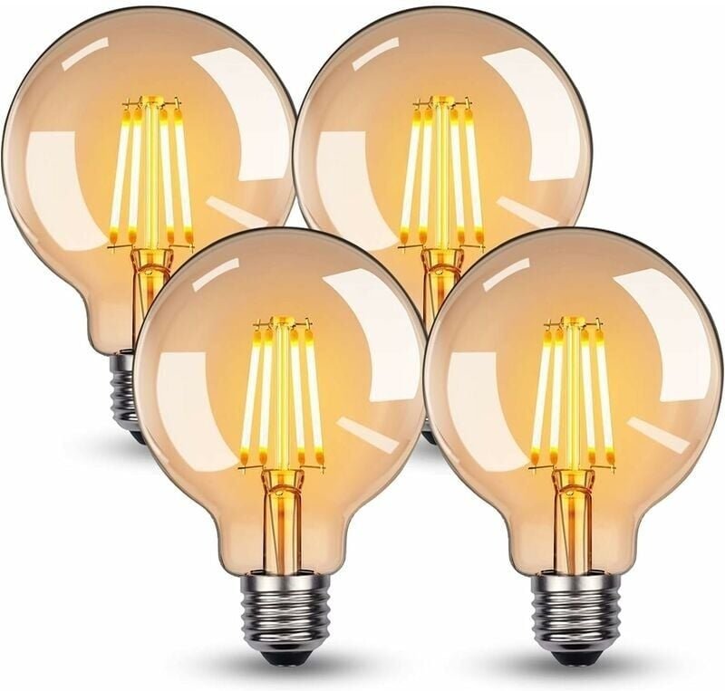 E27 LED-Glühbirne, E27 Vintage-Glühbirne, 4 W, G95 LED-Glühbirne E27, Warmweiß 2700 K, 360 lm, Edison, dekorative Retro-...